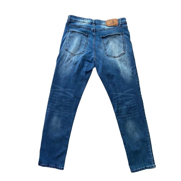 Refinery Republic Sz 34x30 Jeans Mens Denim Distressed Straight Whiskering Dark - Picture 6 of 10